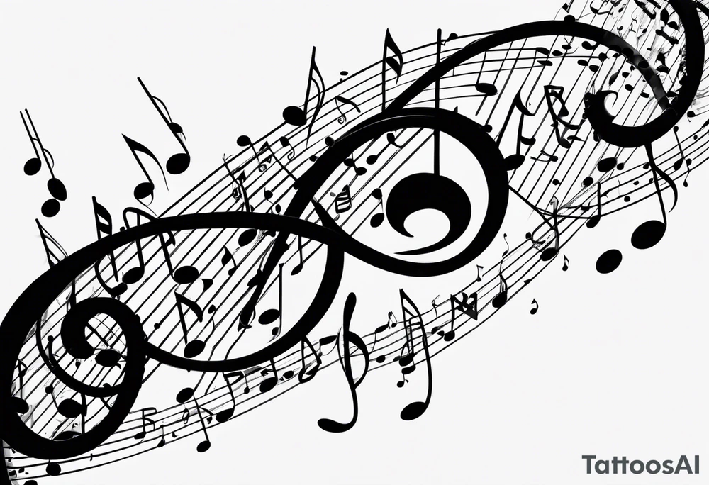 Music notes shaped as DNA helix tattoo idea