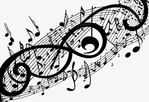 Music notes shaped as DNA helix tattoo idea