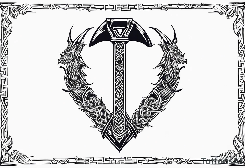 Valhalla sword chain barbed wire
dragon axe Valknut tattoo idea Valhalla sword chain barbed wire
dragon axe Valknut tattoo idea