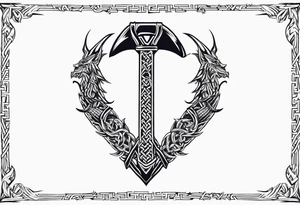Valhalla sword chain barbed wire
 dragon axe Valknut tattoo idea
