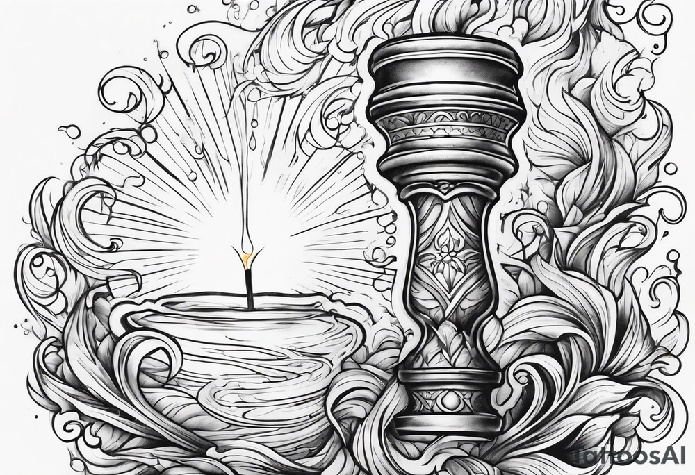 Flaming torch water background tattoo idea