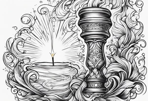 Flaming torch water background tattoo idea