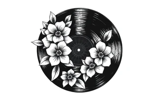 vinyl record with flowers tattoo idea