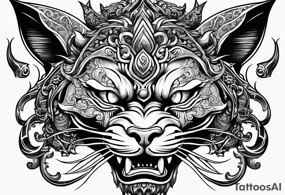 Oni tatoo cat tattoo idea