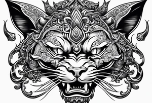 Oni tatoo cat tattoo idea