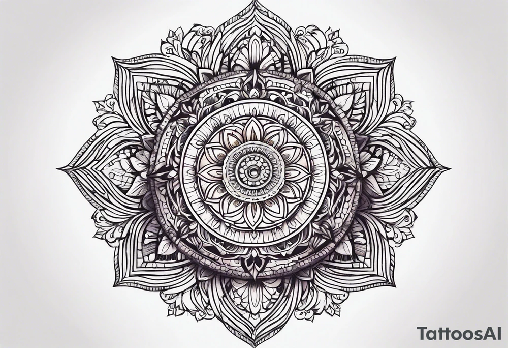Mandala tattoo that incorporates music tattoo idea