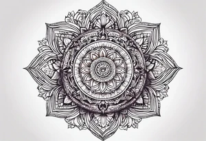 Mandala tattoo that incorporates music tattoo idea