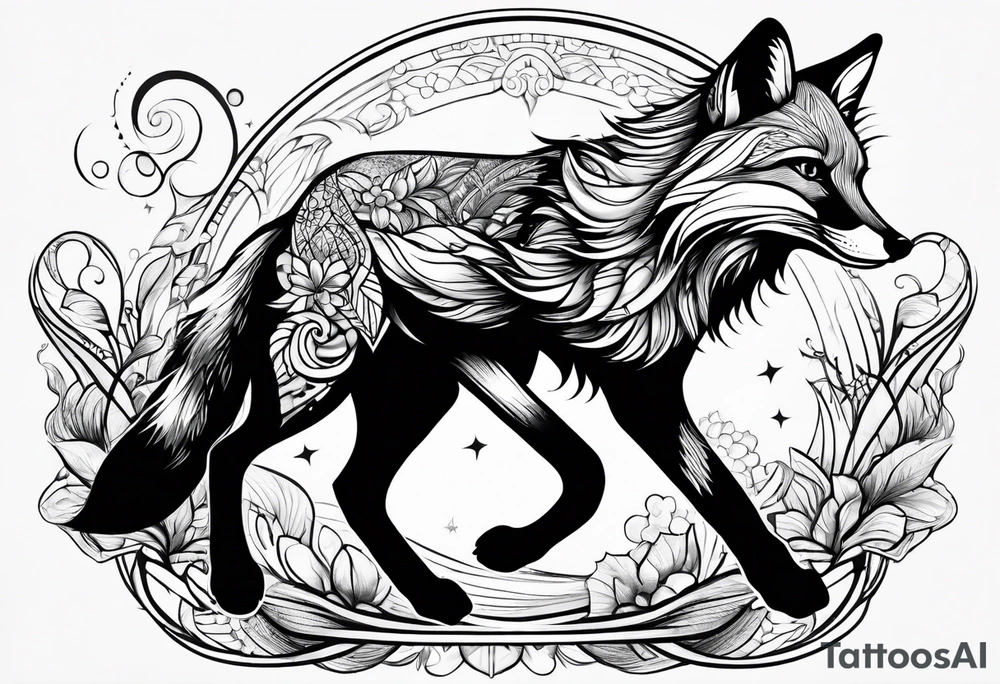 Fox jumping tattoo idea