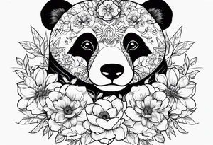 Punk Panda with flowers tattoo idea
