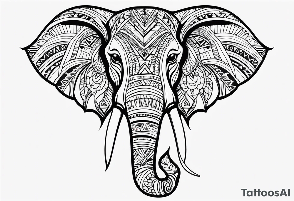 Tribal elephant face with patterns tattoo idea