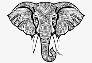 Tribal elephant face with patterns tattoo idea