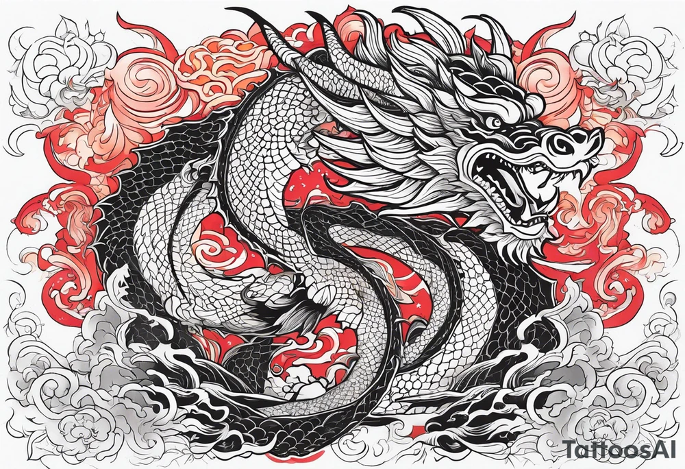 Stars with dragon like line tattoo idea