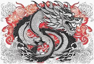 Stars with dragon like line tattoo idea