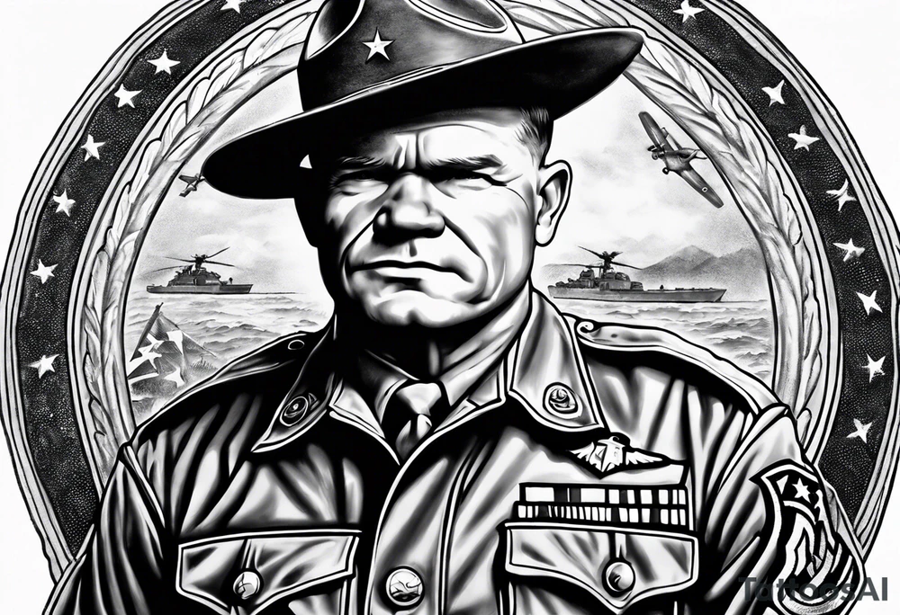 Realistic chesty puller usmc tattoo idea