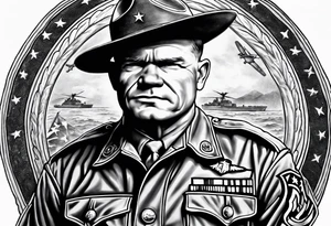 Realistic chesty puller usmc tattoo idea