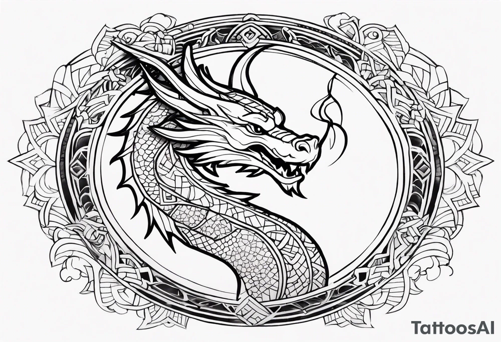 Dragon Outside Mandala tattoo idea