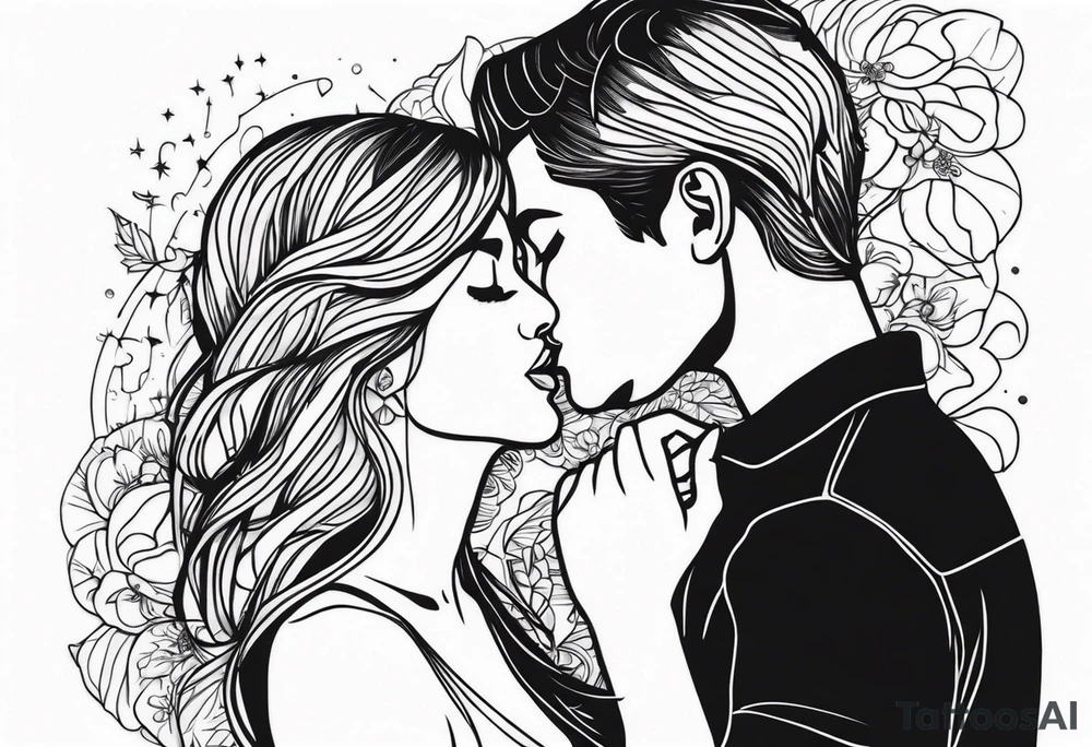 Two person kissing tattoo idea