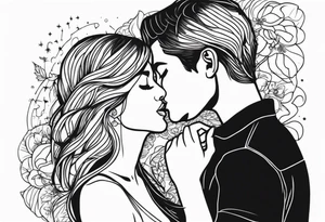 Two person kissing tattoo idea