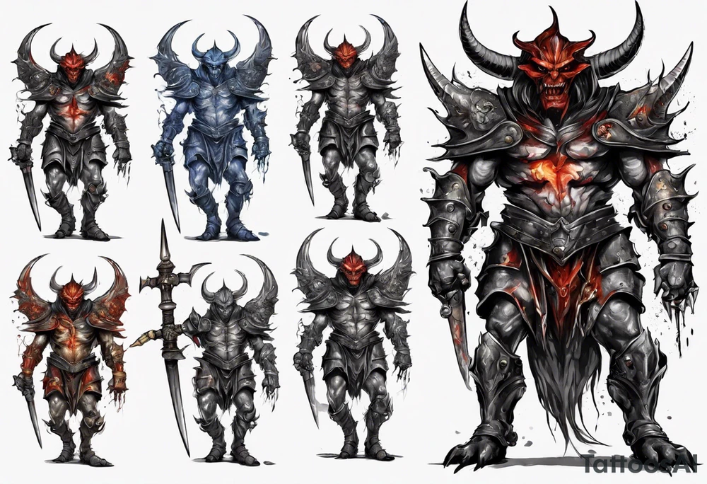 Demon in armor tattoo idea