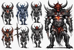 Demon in armor tattoo idea