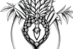 To cover pubic area vagina and anus using a bushy pineapple with diamonds with vagina and anus erotic and magestic tattoo idea