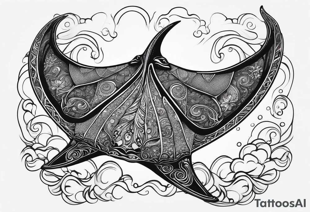 psychadelic manta ray tattoo idea