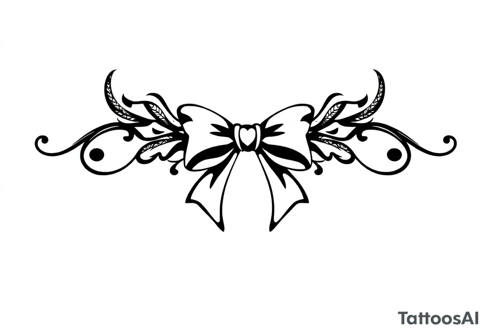 Tribal lace with bow tattoo idea