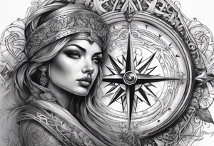 sleeve time compass god tattoo idea
