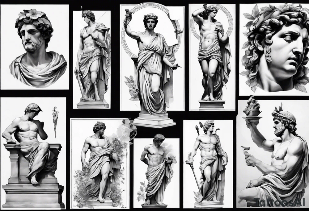 greek statue realistic tattoo idea