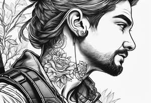 Man and woman hiking tattoo idea