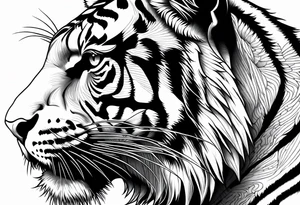 hungry tiger side profile tattoo idea