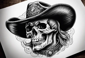 Screaming cowboy skull tattoo idea