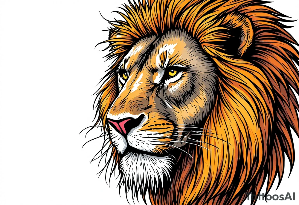powerful majestic lion, close-up tattoo idea