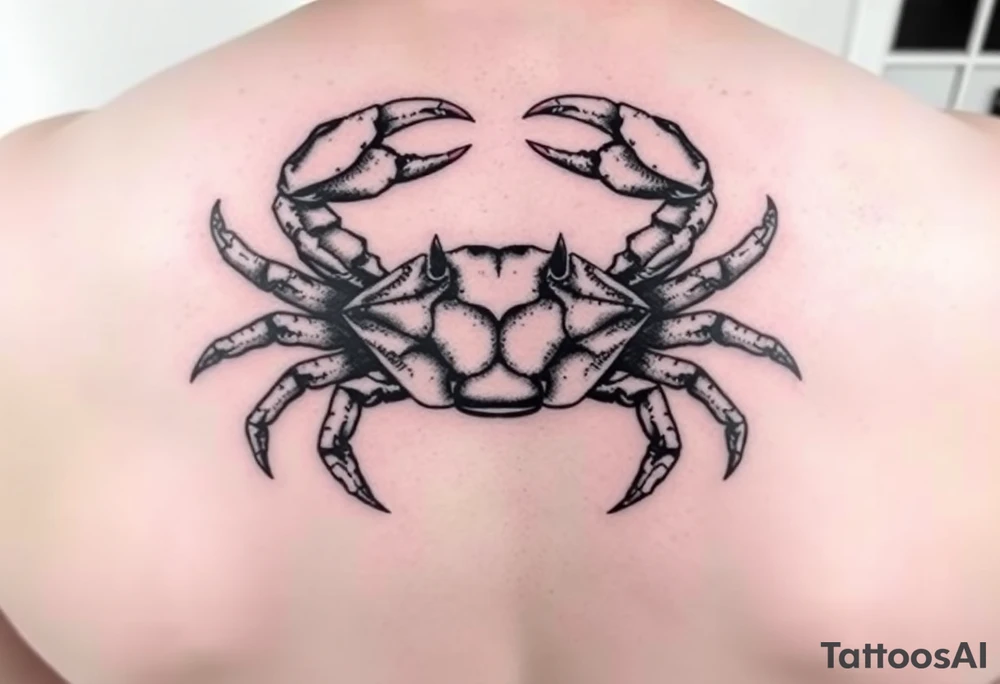 powerful majestic but vicious crab ready to defend or attack proudly showing off that a crab is the sign of a cancer tattoo idea