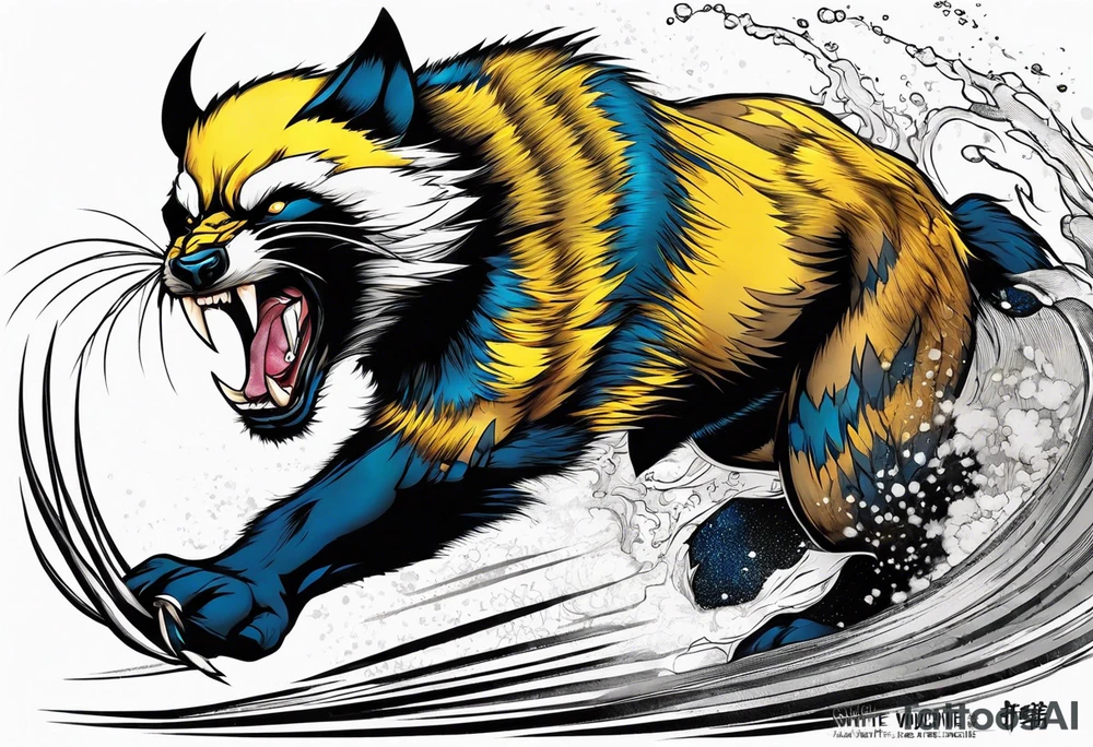 Wolverine animal runnig tattoo idea