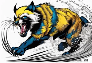 Wolverine animal runnig tattoo idea