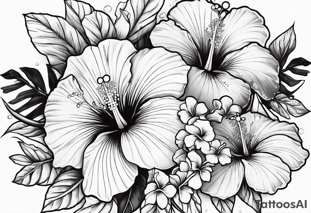 A pearl with hibiscus flowers tattoo idea