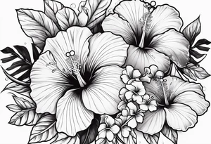 A pearl with hibiscus flowers tattoo idea
