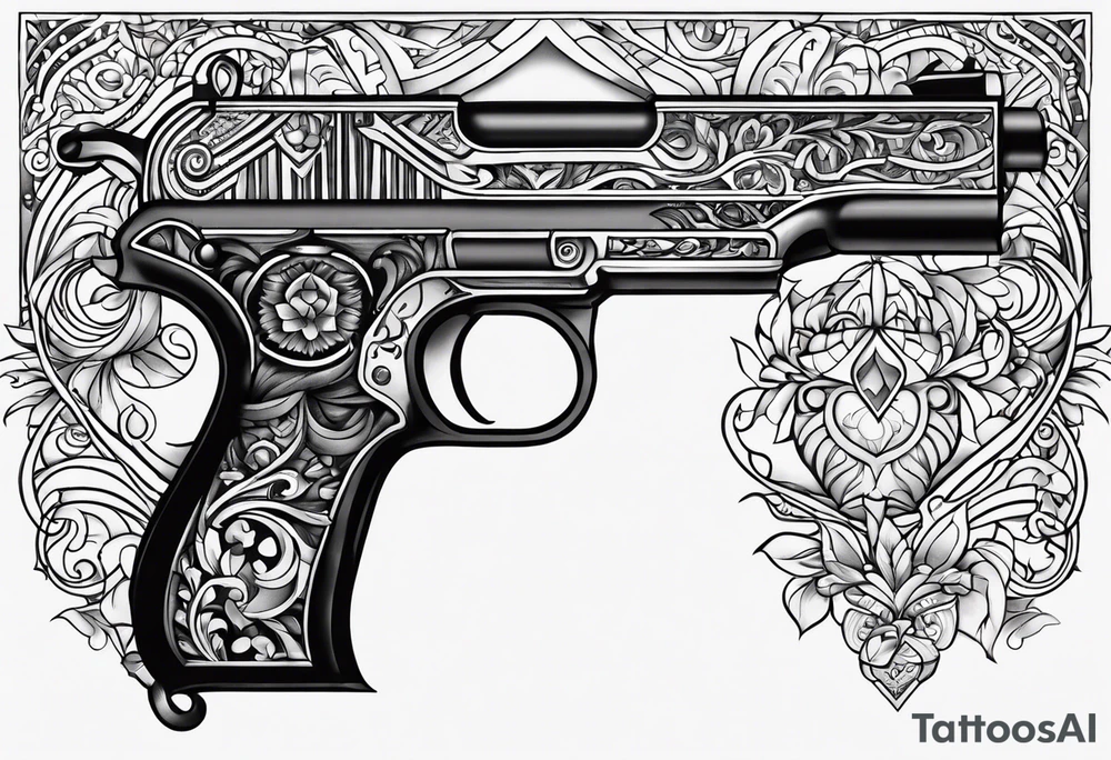 La pistola y corazón. tattoo idea