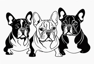 shadow of three french bull dog tattoo idea