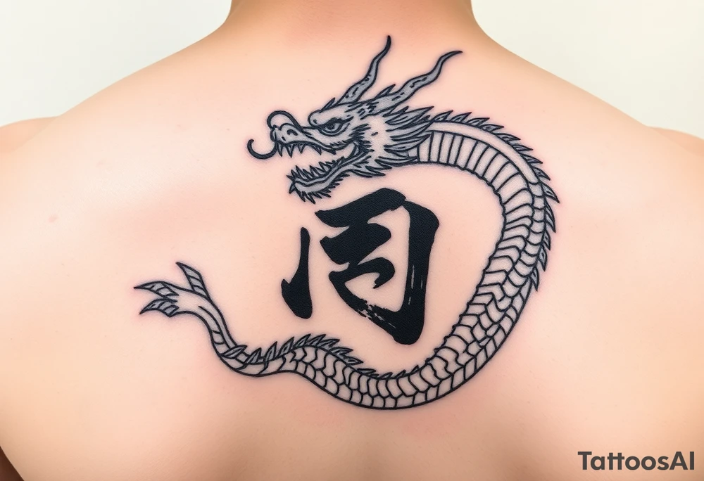 A Chinese word nine combined to a Chinese dragon tattoo idea