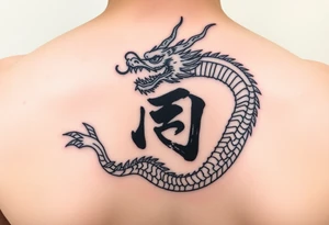 A Chinese word nine combined to a Chinese dragon tattoo idea