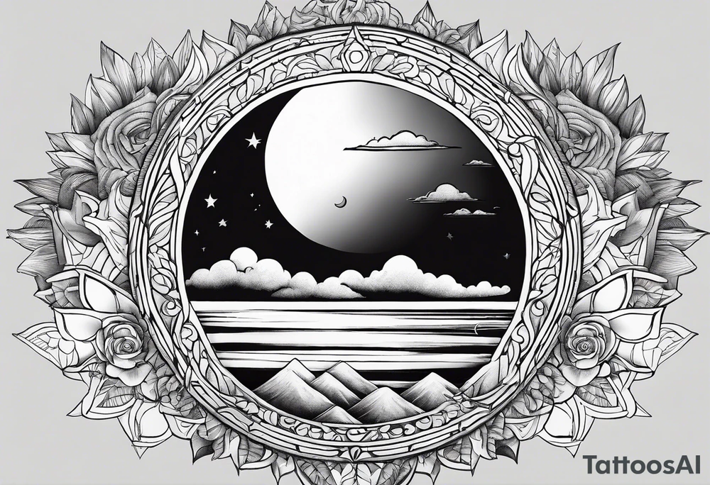 Sky sun tattoo idea