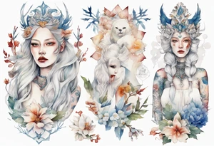 Nordic queen dressed in white tattoo idea