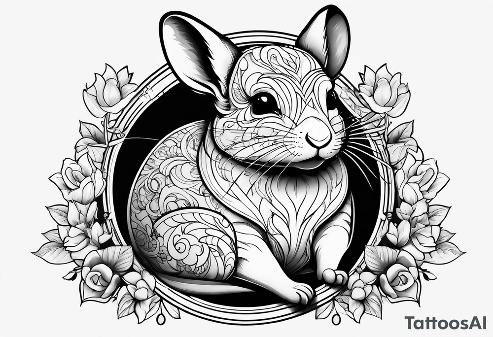 Cute lazy sassy Chinchilla tattoo idea