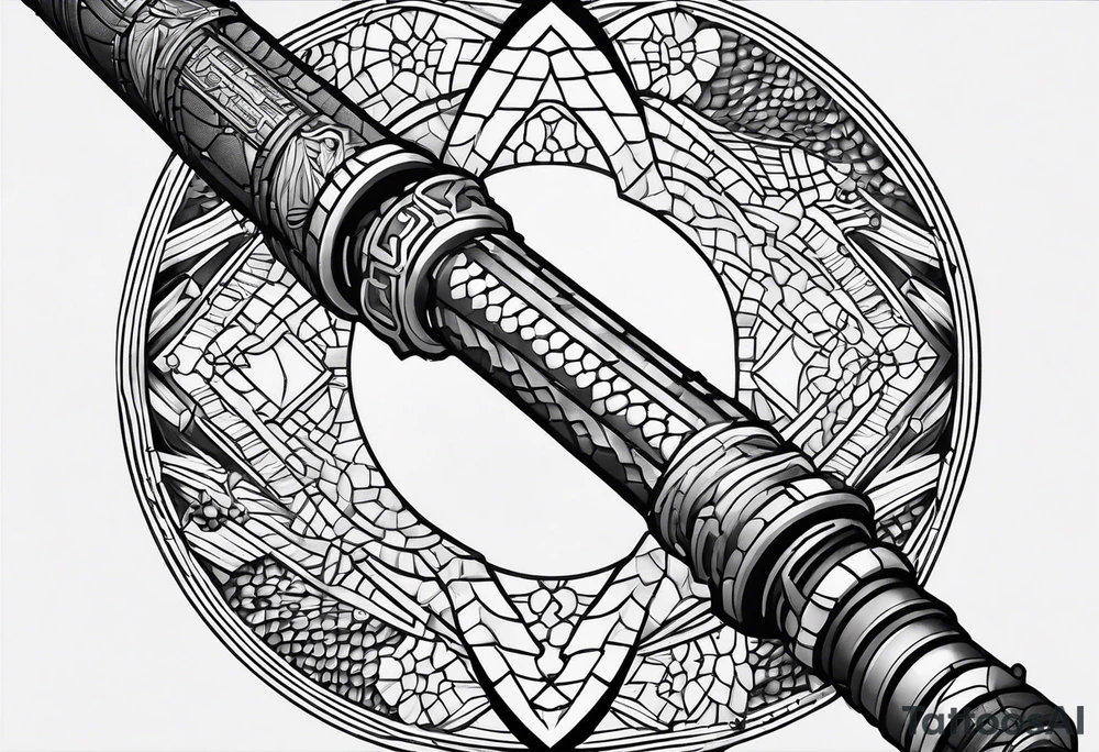 Star Wars lightsaber mixed with snake scales tattoo idea