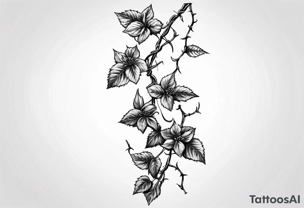 Barbed wire with poison oak vine wrapped around it for a spine tatto tattoo idea