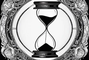 ornate hourglass, long, cosmic stardust, space, time, masculine, minimalist, tattoo idea