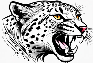 Cheetah with mouth open tattoo idea