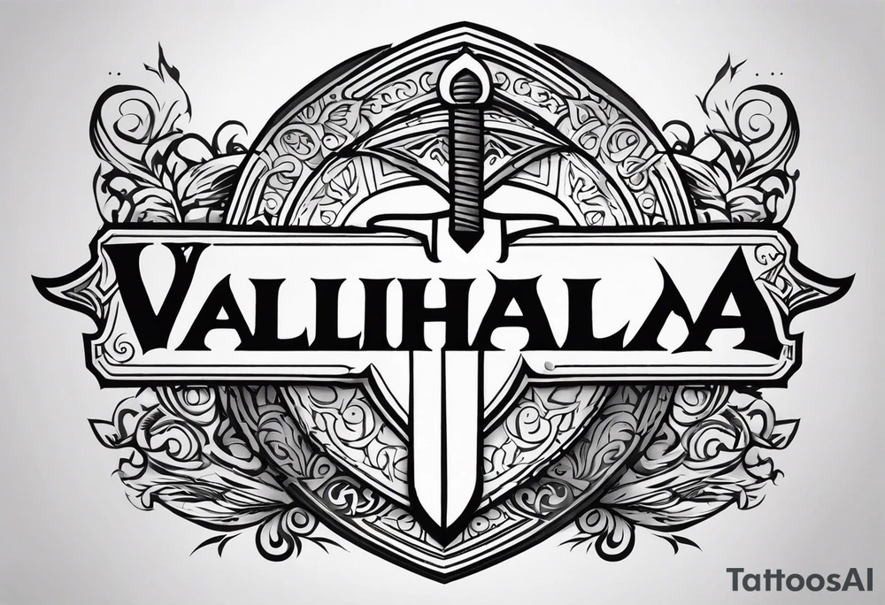 Valhalla sword shield tattoo idea
